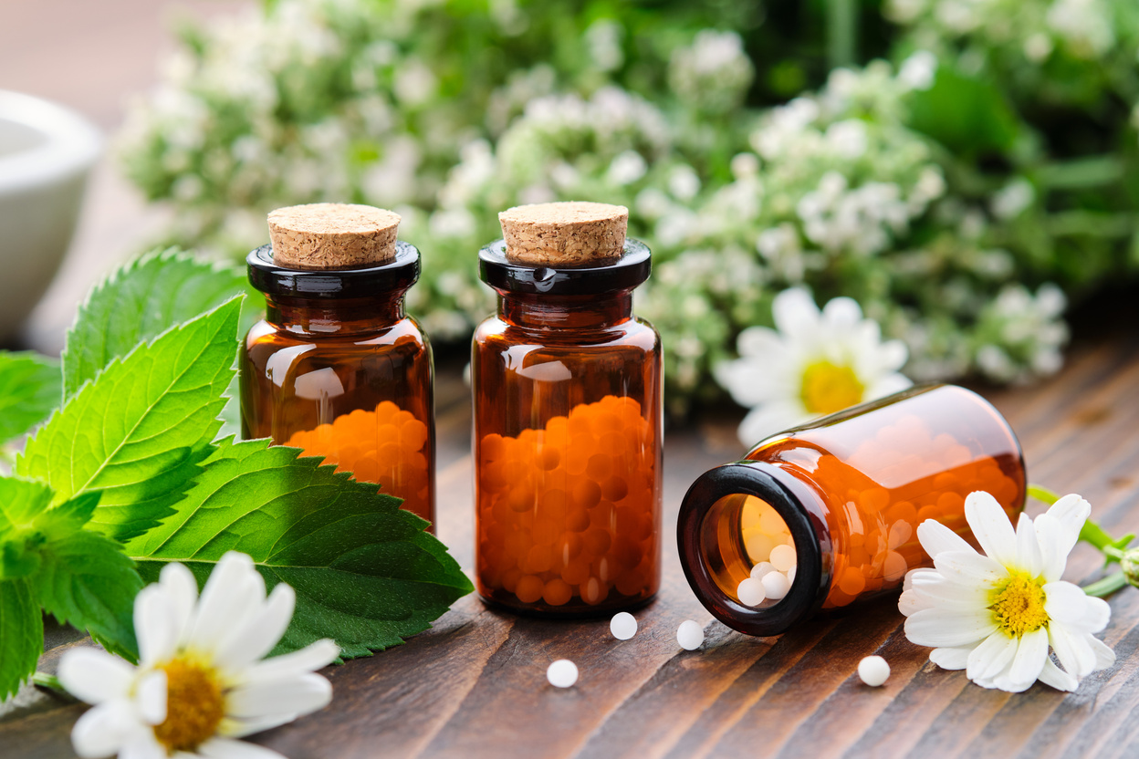Bottles of Homeopathy Granules